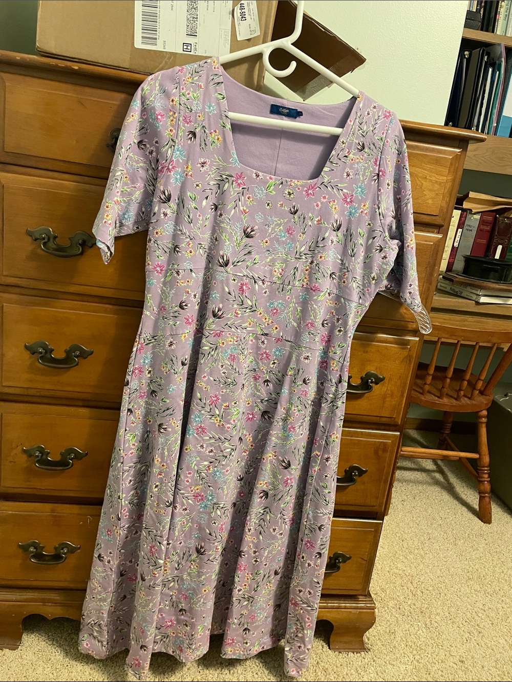 Lilac Floral Square-Neck Women’s Dress